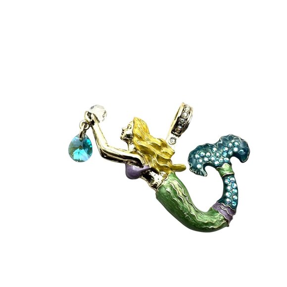 Kirks Folly Womens Crystal Magnetic Enhancer Pendant Mermaid Blue - Picture 2 of 3